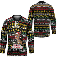 Time To Get Blitzened Christmas Hockey Jersey Xmas Holiday Patterns - Wonder Print Shop
