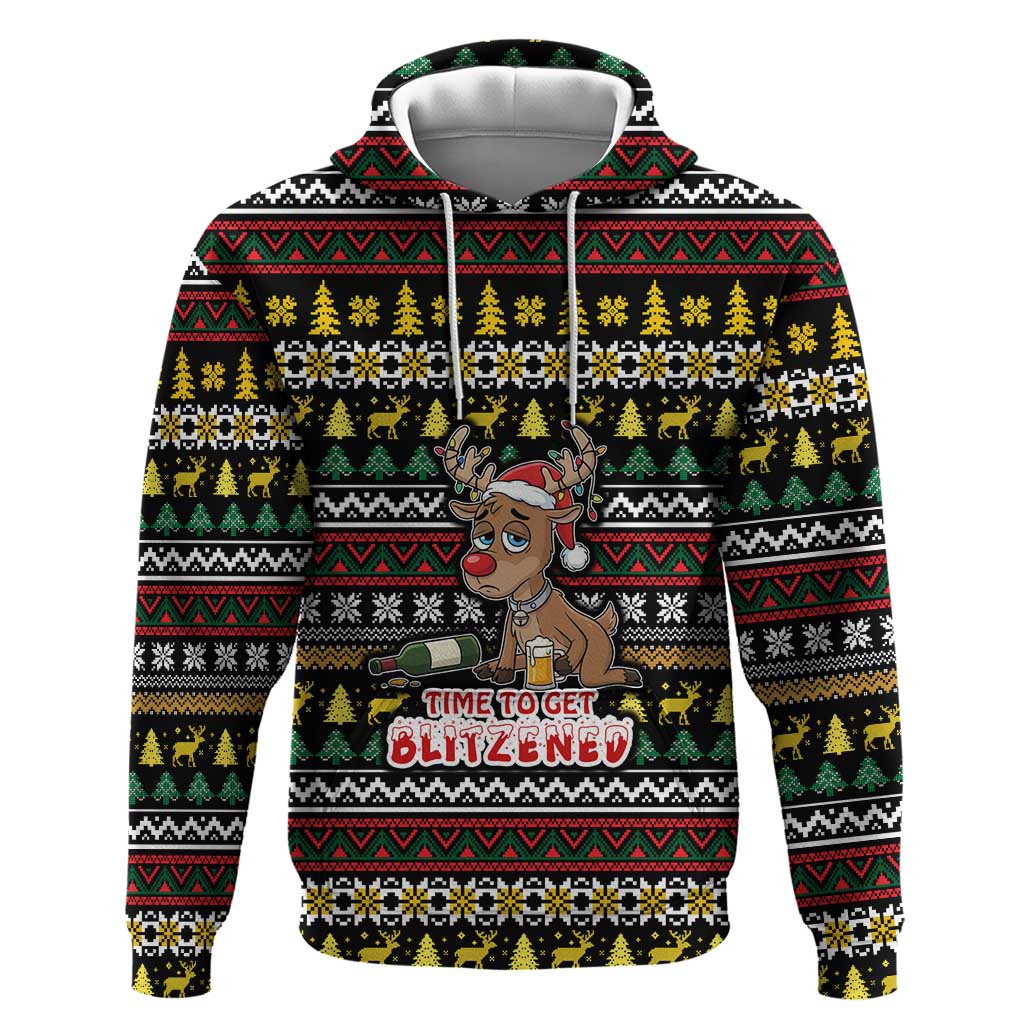 Time To Get Blitzened Christmas Hoodie Xmas Holiday Patterns - Wonder Print Shop