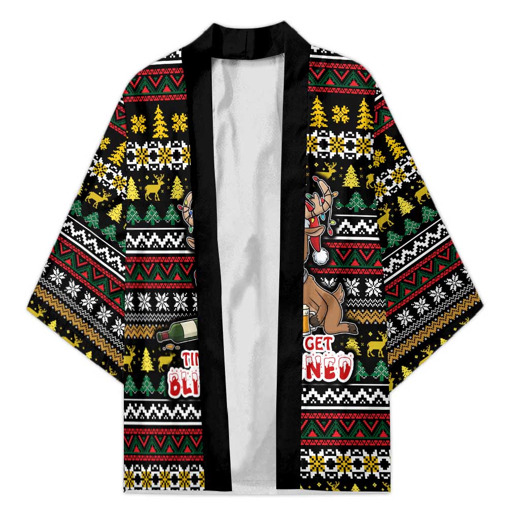 Time To Get Blitzened Christmas Kimono Xmas Holiday Patterns - Wonder Print Shop