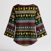 Time To Get Blitzened Christmas Kimono Sleeve Blouse Xmas Holiday Patterns - Wonder Print Shop