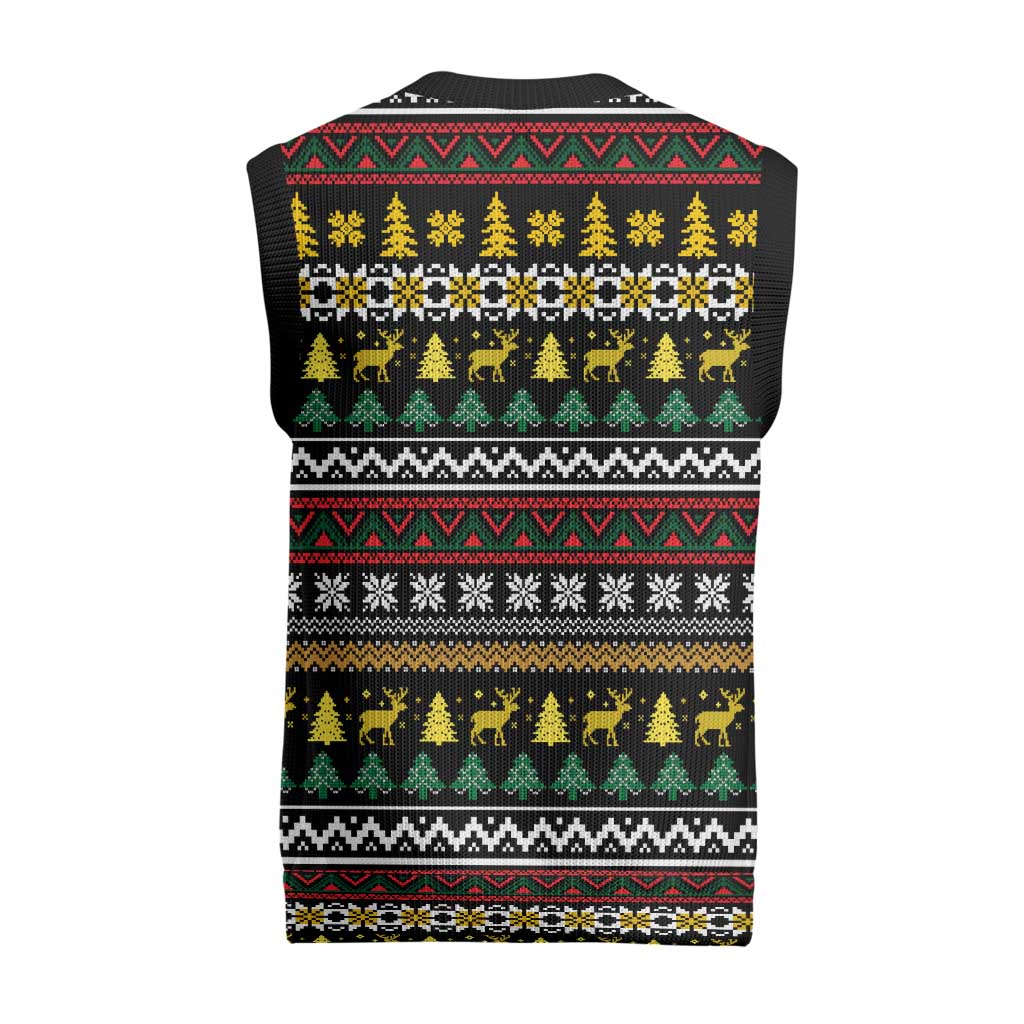 Time To Get Blitzened Christmas Knitted V-Neck Vest Xmas Holiday Patterns - Wonder Print Shop