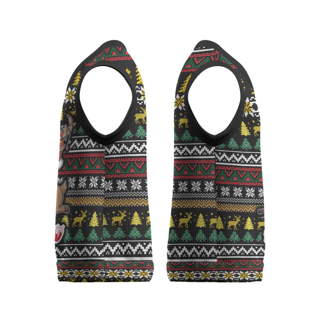 Time To Get Blitzened Christmas Knitted V-Neck Vest Xmas Holiday Patterns - Wonder Print Shop