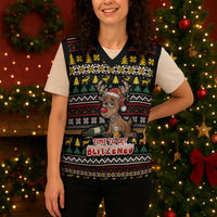 Time To Get Blitzened Christmas Knitted V-Neck Vest Xmas Holiday Patterns - Wonder Print Shop