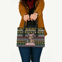 Time To Get Blitzened Christmas Leather Bag Xmas Holiday Patterns - Wonder Print Shop