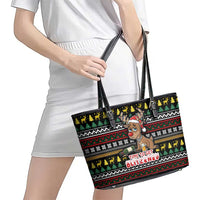Time To Get Blitzened Christmas Leather Tote Bag Xmas Holiday Patterns - Wonder Print Shop