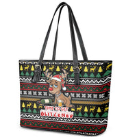 Time To Get Blitzened Christmas Leather Tote Bag Xmas Holiday Patterns - Wonder Print Shop