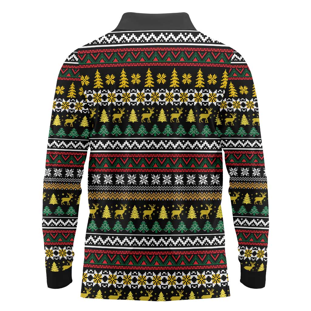 Time To Get Blitzened Christmas Long Sleeve Polo Shirt Xmas Holiday Patterns - Wonder Print Shop