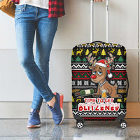 Time To Get Blitzened Christmas Luggage Cover Xmas Holiday Patterns - Wonder Print Shop