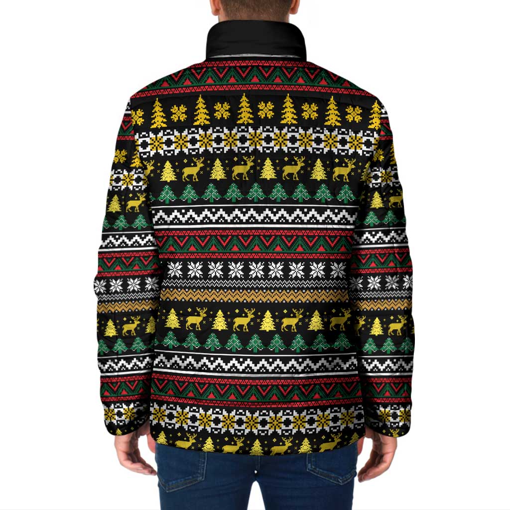 Time To Get Blitzened Christmas Padded Jacket Xmas Holiday Patterns - Wonder Print Shop