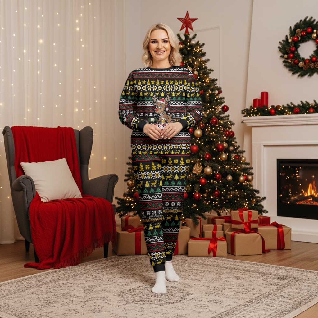 Time To Get Blitzened Christmas Pajama Set Xmas Holiday Patterns - Wonder Print Shop
