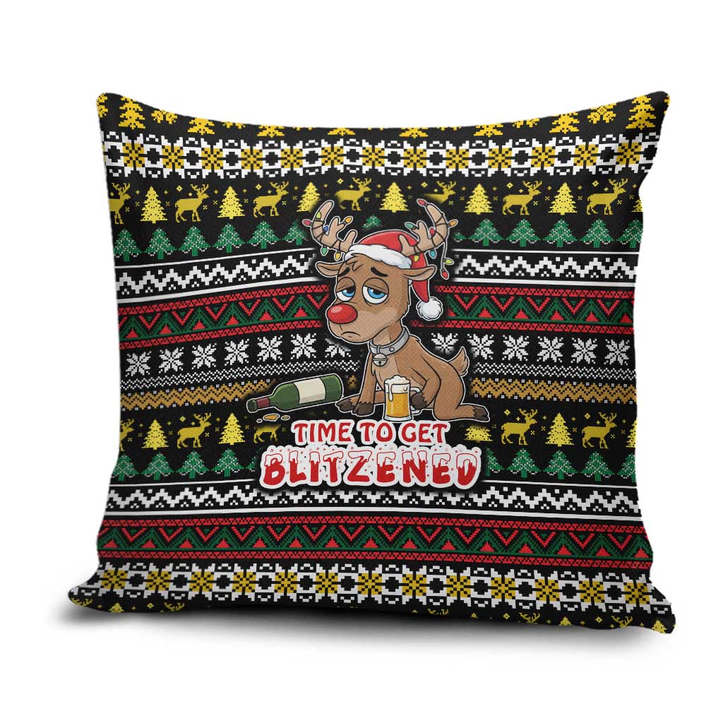 Time To Get Blitzened Christmas Pillow Cover Xmas Holiday Patterns - Wonder Print Shop