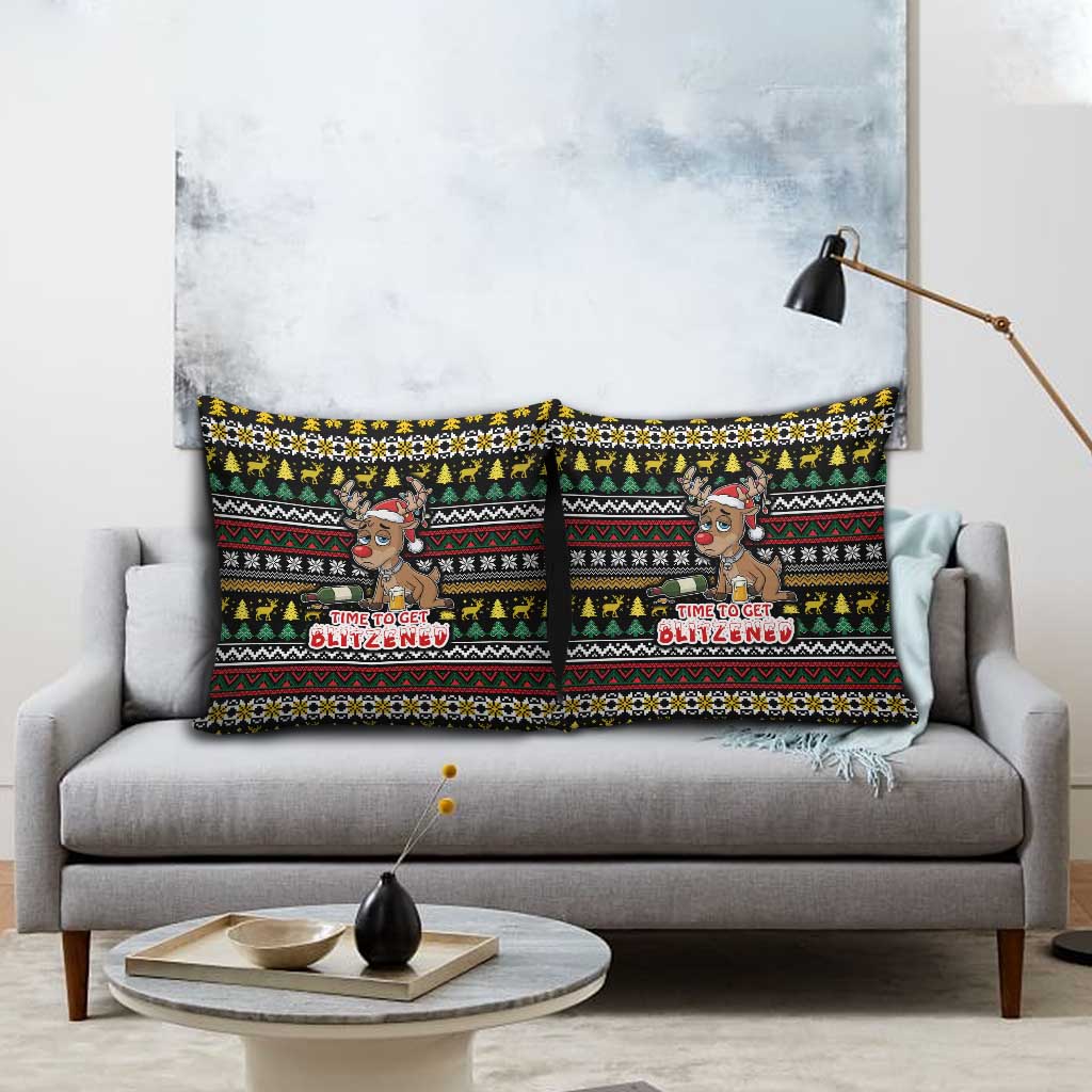 Time To Get Blitzened Christmas Pillow Cover Xmas Holiday Patterns - Wonder Print Shop