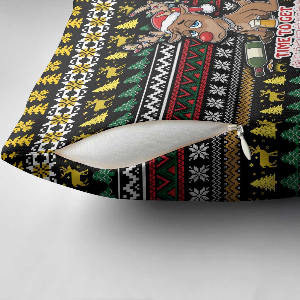 Time To Get Blitzened Christmas Pillow Cover Xmas Holiday Patterns - Wonder Print Shop