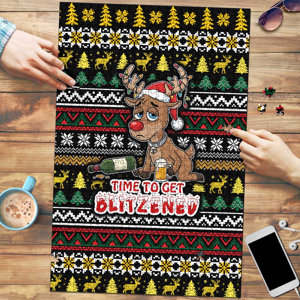 Time To Get Blitzened Christmas Puzzle Xmas Holiday Patterns - Wonder Print Shop
