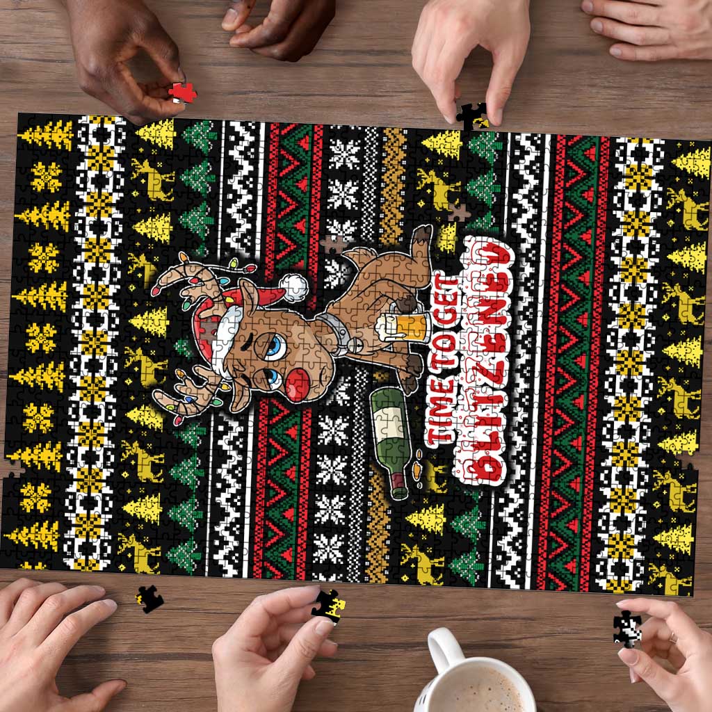 Time To Get Blitzened Christmas Puzzle Xmas Holiday Patterns - Wonder Print Shop
