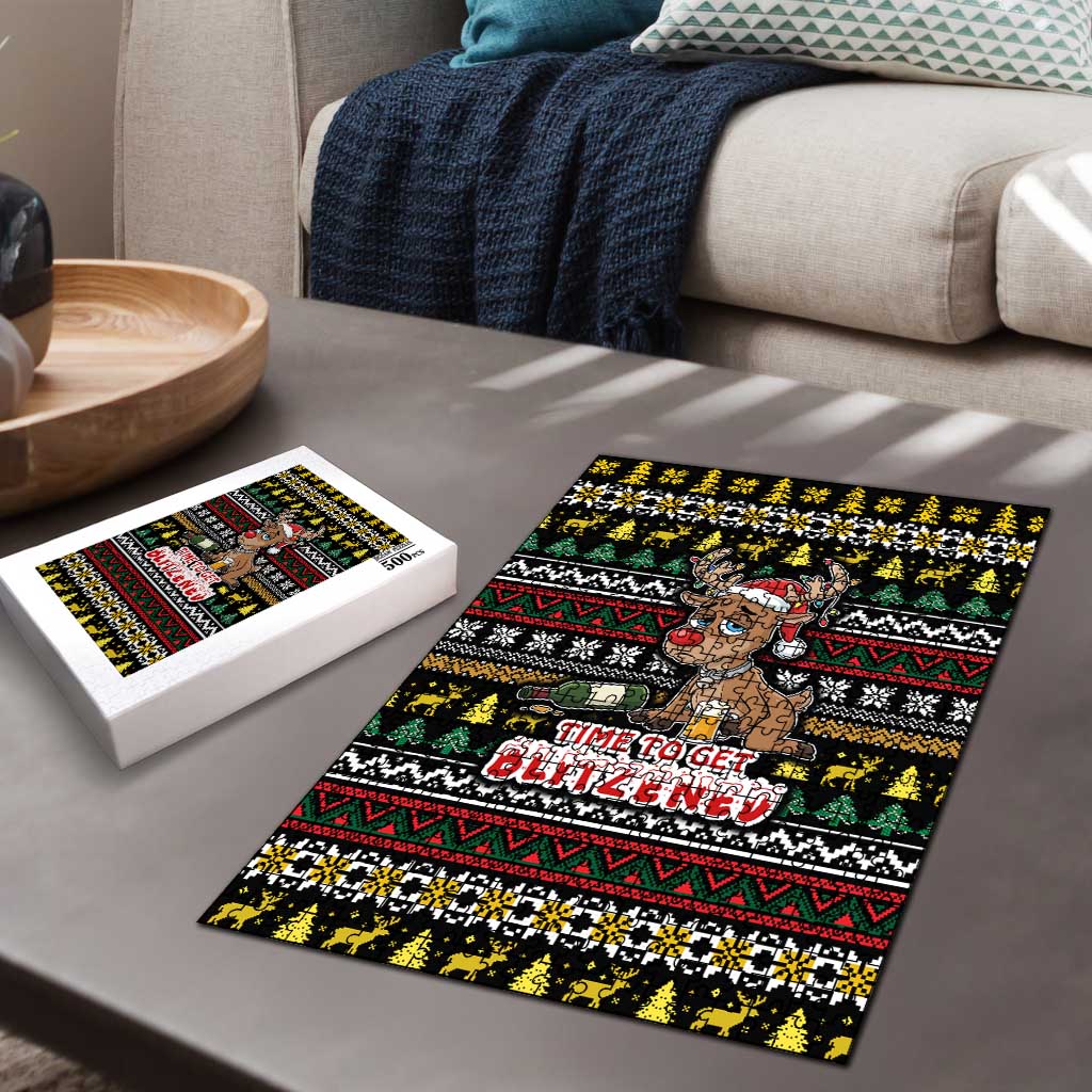 Time To Get Blitzened Christmas Puzzle Xmas Holiday Patterns - Wonder Print Shop