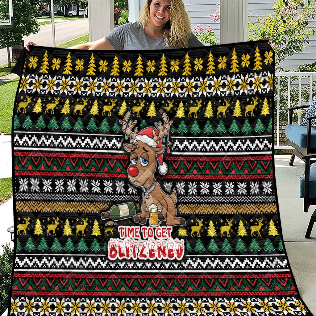 Time To Get Blitzened Christmas Quilt Xmas Holiday Patterns - Wonder Print Shop