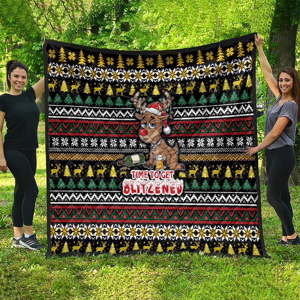 Time To Get Blitzened Christmas Quilt Xmas Holiday Patterns - Wonder Print Shop