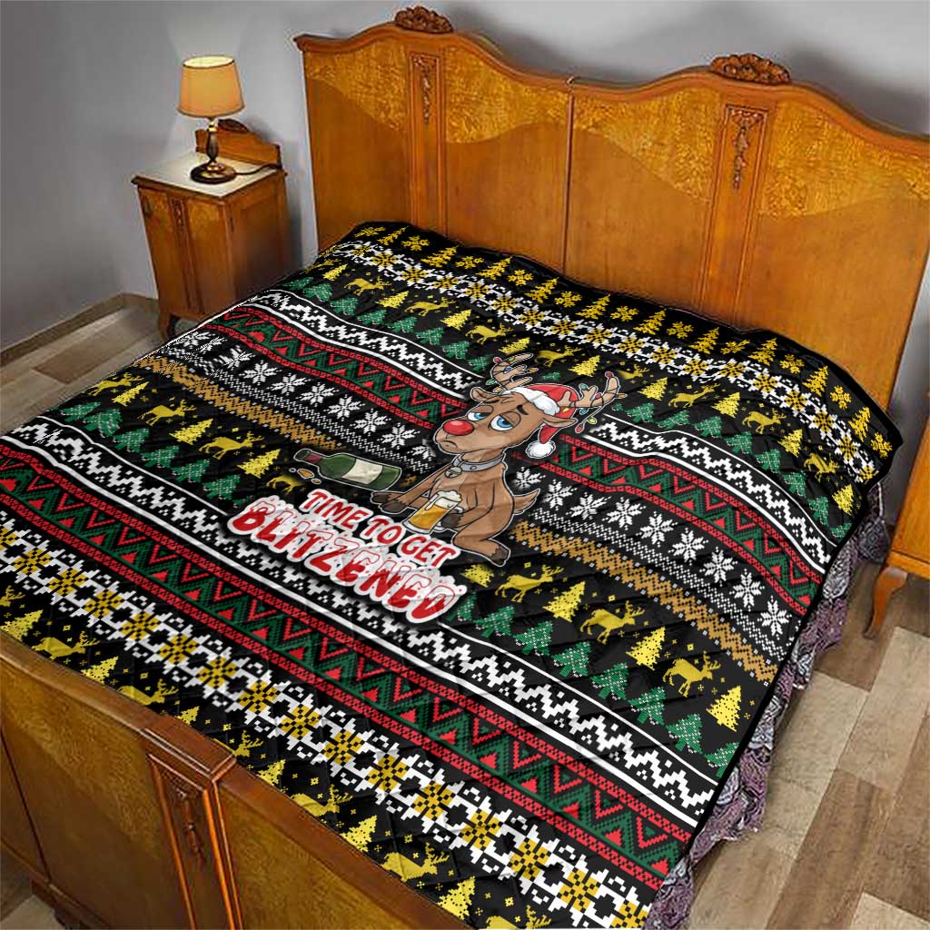 Time To Get Blitzened Christmas Quilt Xmas Holiday Patterns - Wonder Print Shop