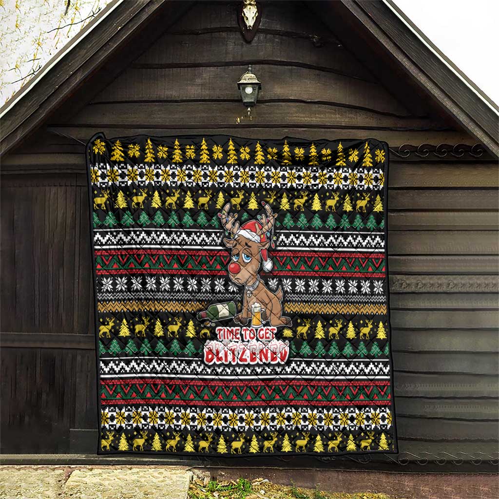 Time To Get Blitzened Christmas Quilt Xmas Holiday Patterns - Wonder Print Shop