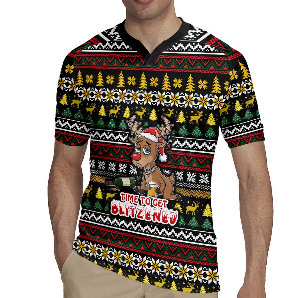 Time To Get Blitzened Christmas Rugby Jersey Xmas Holiday Patterns - Wonder Print Shop