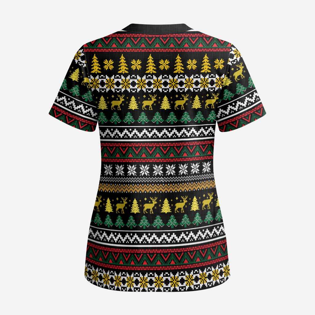 Time To Get Blitzened Christmas Scrub Top Xmas Holiday Patterns - Wonder Print Shop