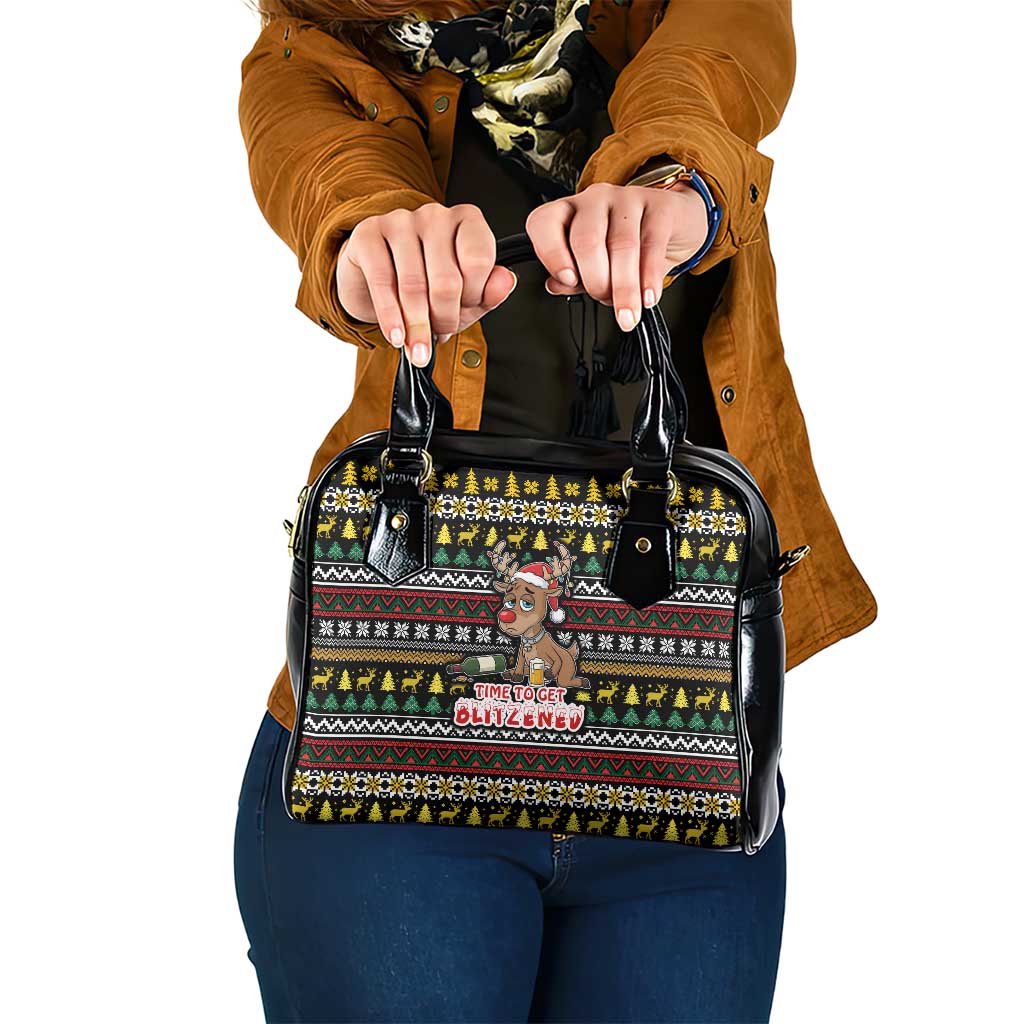 Time To Get Blitzened Christmas Shoulder Handbag Xmas Holiday Patterns - Wonder Print Shop