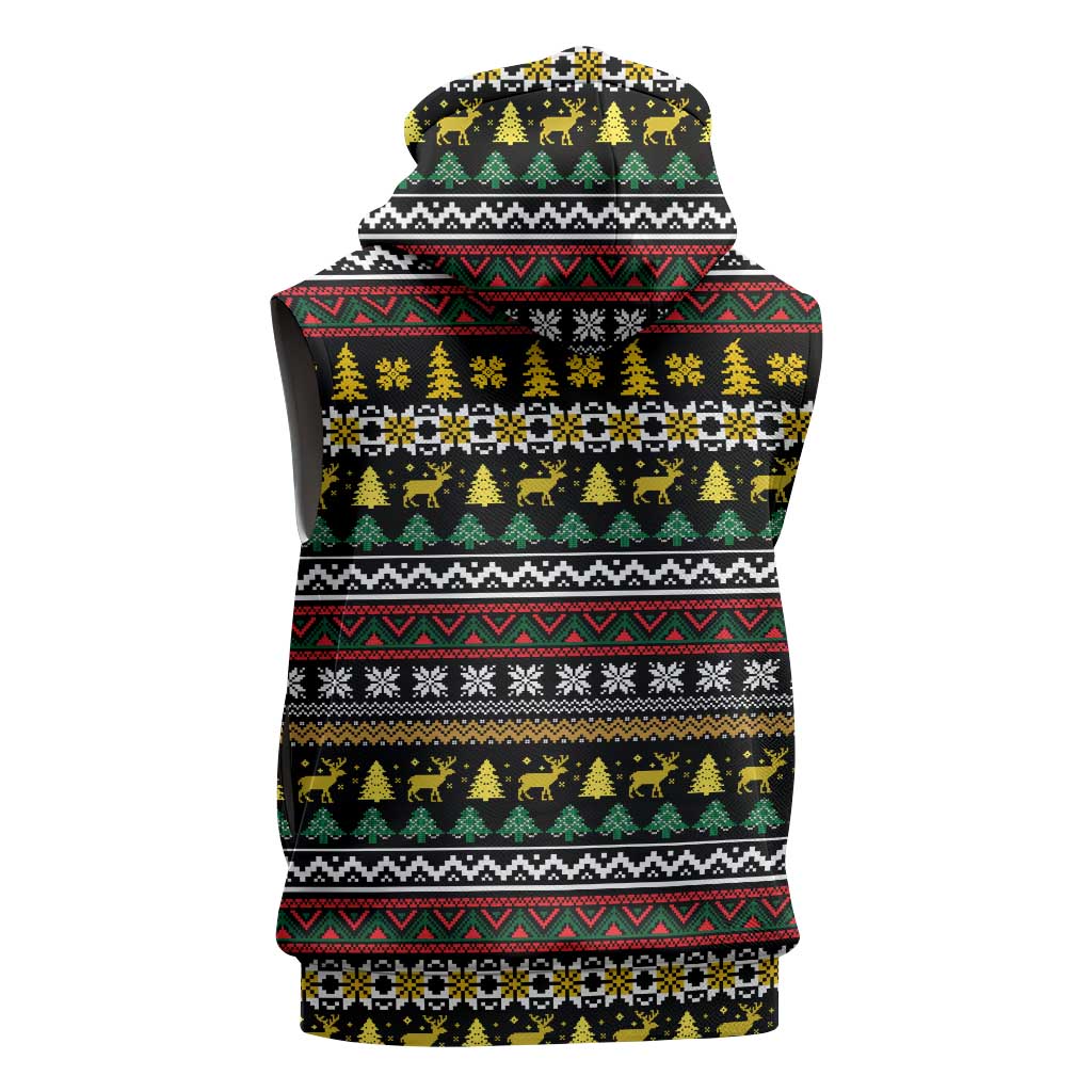 Time To Get Blitzened Christmas Sleeveless Zip Hoodie Xmas Holiday Patterns - Wonder Print Shop