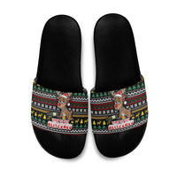 Time To Get Blitzened Christmas Slide Sandals Xmas Holiday Patterns - Wonder Print Shop
