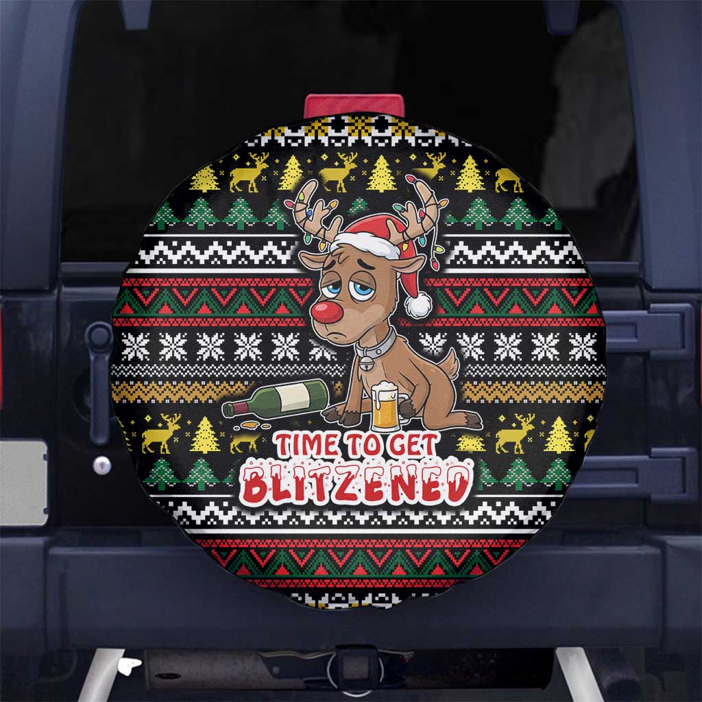 Time To Get Blitzened Christmas Spare Tire Cover Xmas Holiday Patterns - Wonder Print Shop