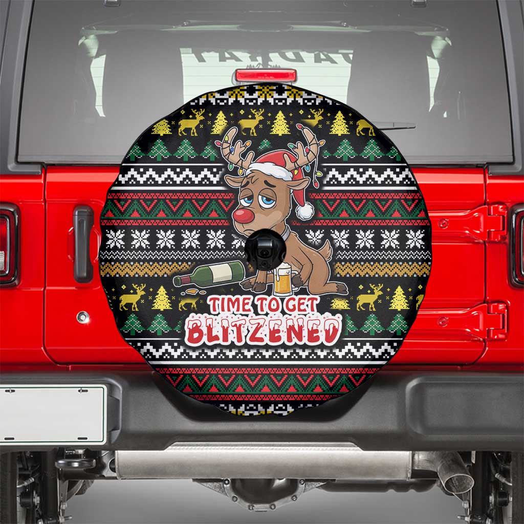 Time To Get Blitzened Christmas Spare Tire Cover Xmas Holiday Patterns - Wonder Print Shop