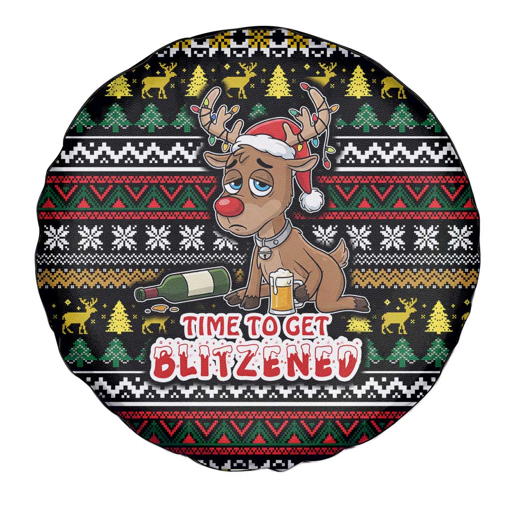 Time To Get Blitzened Christmas Spare Tire Cover Xmas Holiday Patterns - Wonder Print Shop