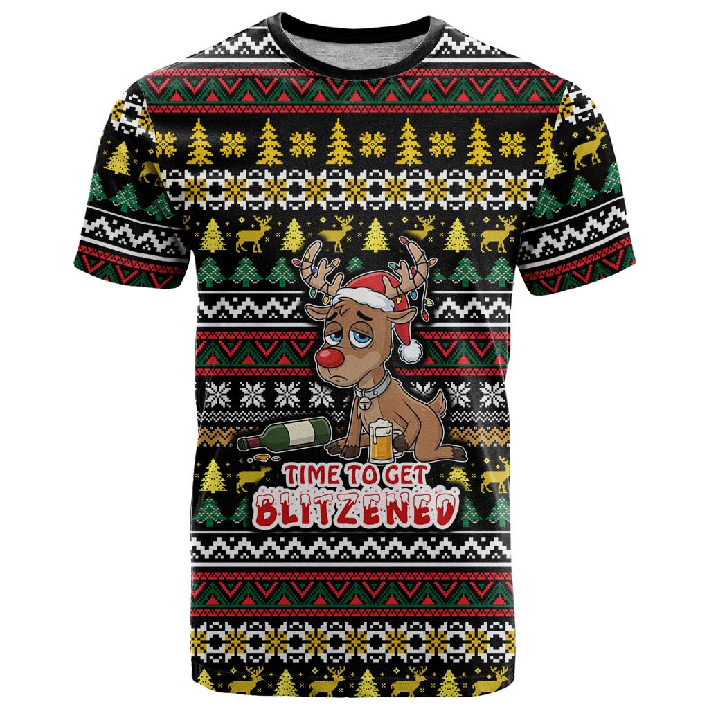 Time To Get Blitzened Christmas T Shirt Xmas Holiday Patterns - Wonder Print Shop