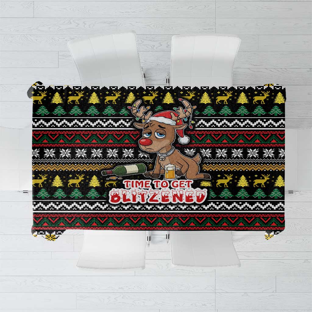 Time To Get Blitzened Christmas Tablecloth Xmas Holiday Patterns - Wonder Print Shop