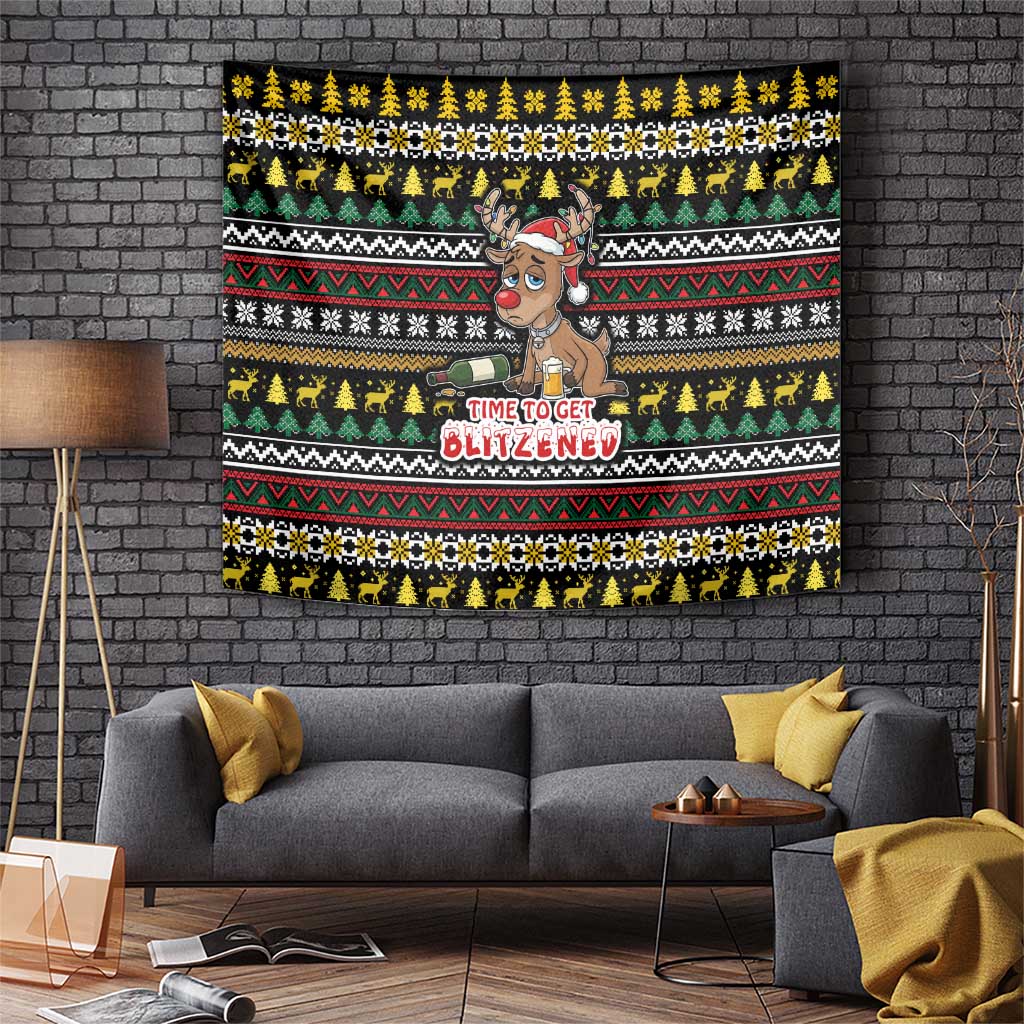 Time To Get Blitzened Christmas Tapestry Xmas Holiday Patterns - Wonder Print Shop