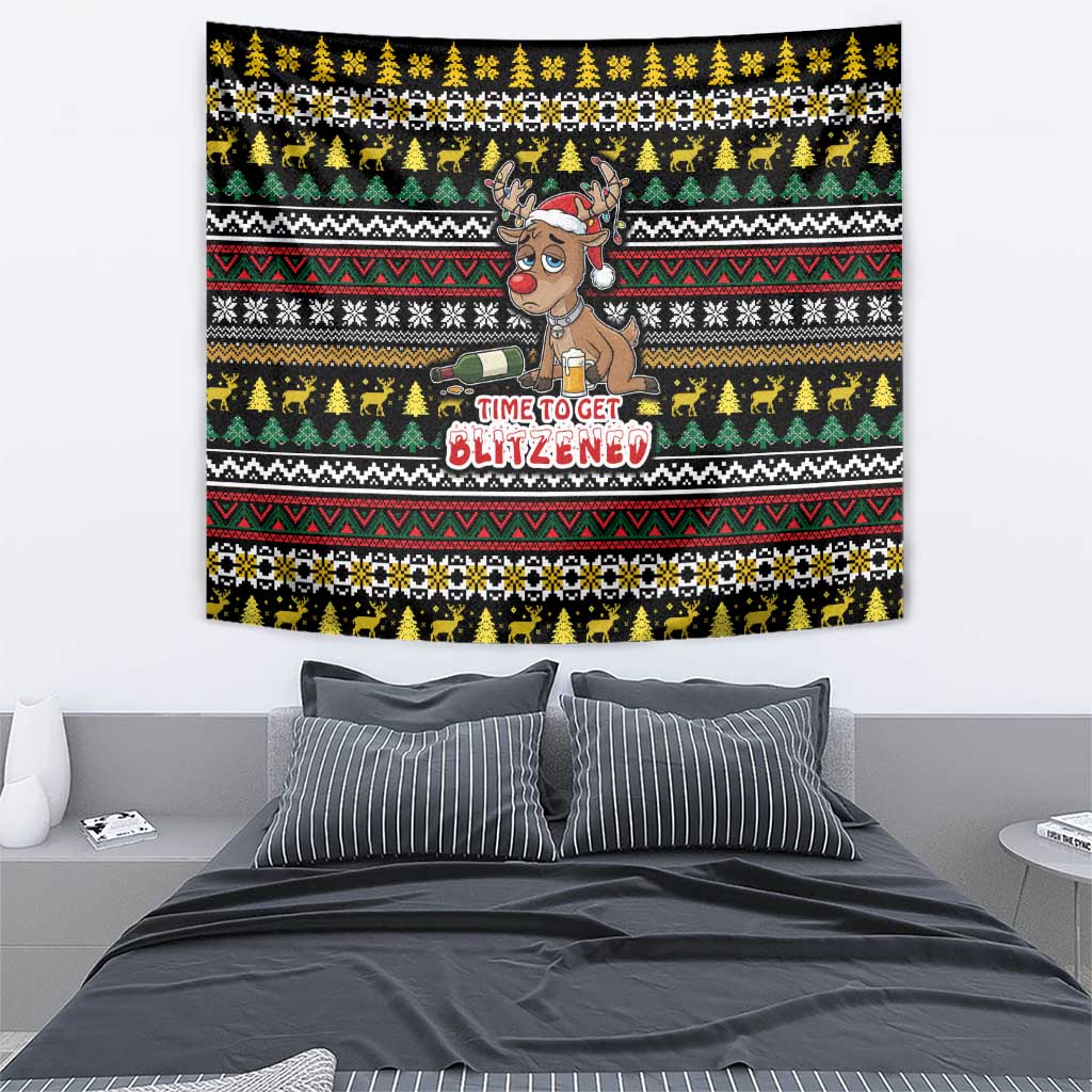 Time To Get Blitzened Christmas Tapestry Xmas Holiday Patterns - Wonder Print Shop