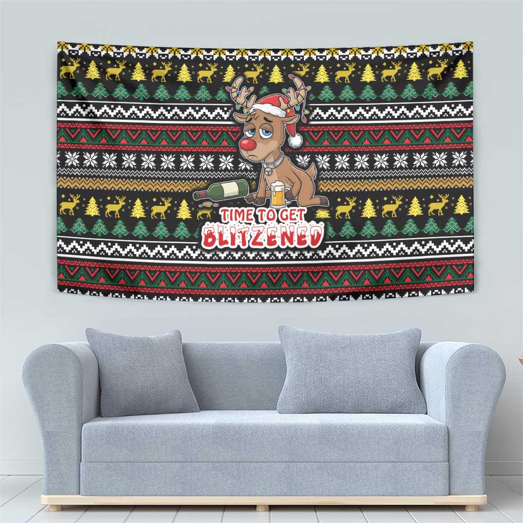 Time To Get Blitzened Christmas Tapestry Xmas Holiday Patterns - Wonder Print Shop