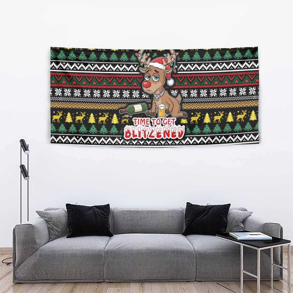 Time To Get Blitzened Christmas Tapestry Xmas Holiday Patterns - Wonder Print Shop