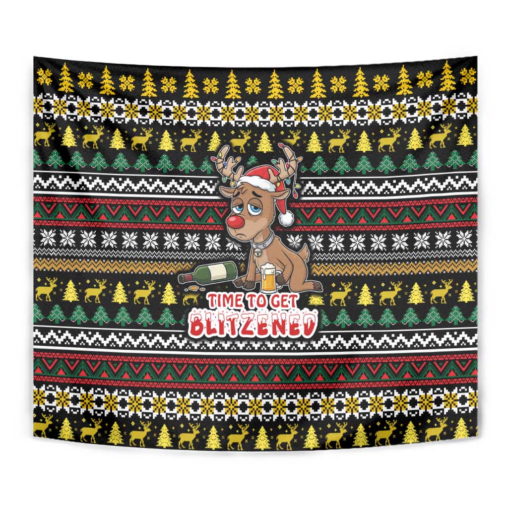 Time To Get Blitzened Christmas Tapestry Xmas Holiday Patterns - Wonder Print Shop