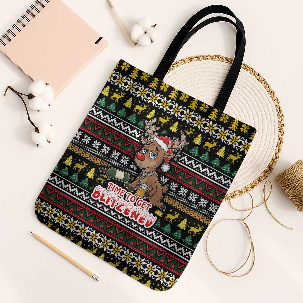 Time To Get Blitzened Christmas Tote Bag Xmas Holiday Patterns - Wonder Print Shop