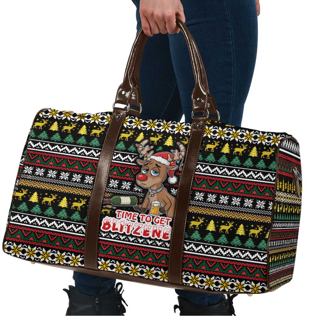 Time To Get Blitzened Christmas Travel Bag Xmas Holiday Patterns - Wonder Print Shop