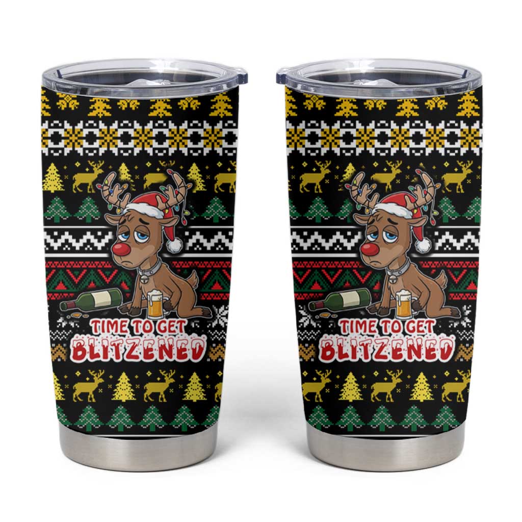 Time To Get Blitzened Christmas Tumbler Cup Xmas Holiday Patterns - Wonder Print Shop
