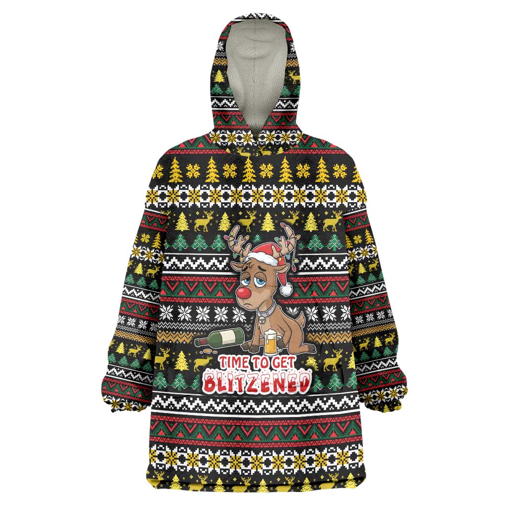 Time To Get Blitzened Christmas Wearable Blanket Hoodie Xmas Holiday Patterns - Wonder Print Shop