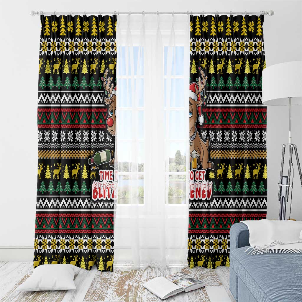 Time To Get Blitzened Christmas Window Curtain Xmas Holiday Patterns - Wonder Print Shop