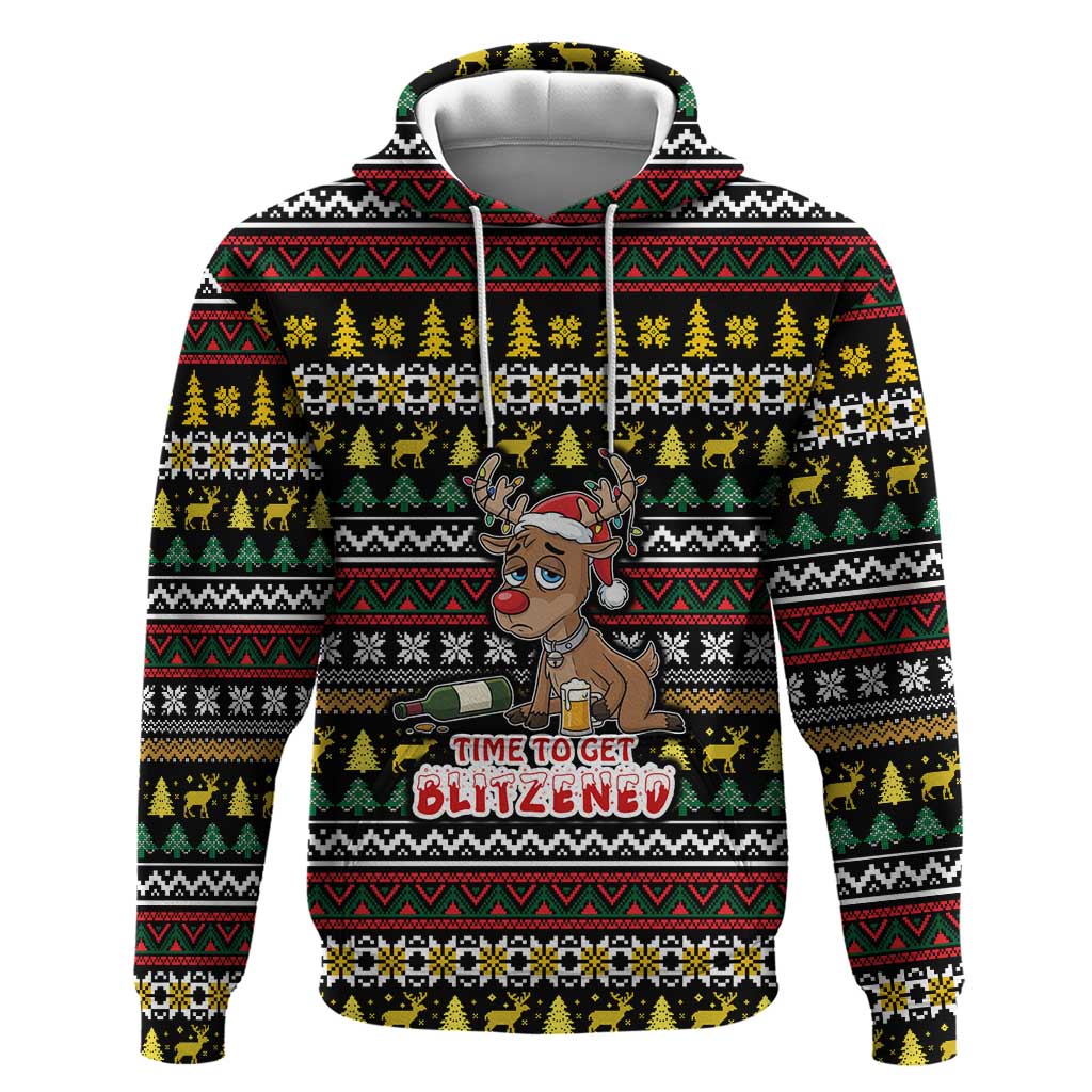 Time To Get Blitzened Christmas Zip Hoodie Xmas Holiday Patterns - Wonder Print Shop