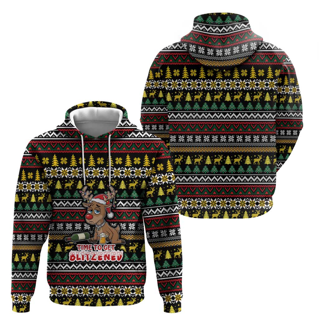 Time To Get Blitzened Christmas Zip Hoodie Xmas Holiday Patterns - Wonder Print Shop