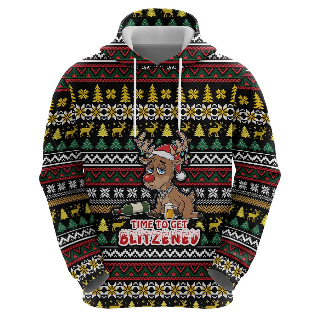 Time To Get Blitzened Christmas Zip Hoodie Xmas Holiday Patterns - Wonder Print Shop