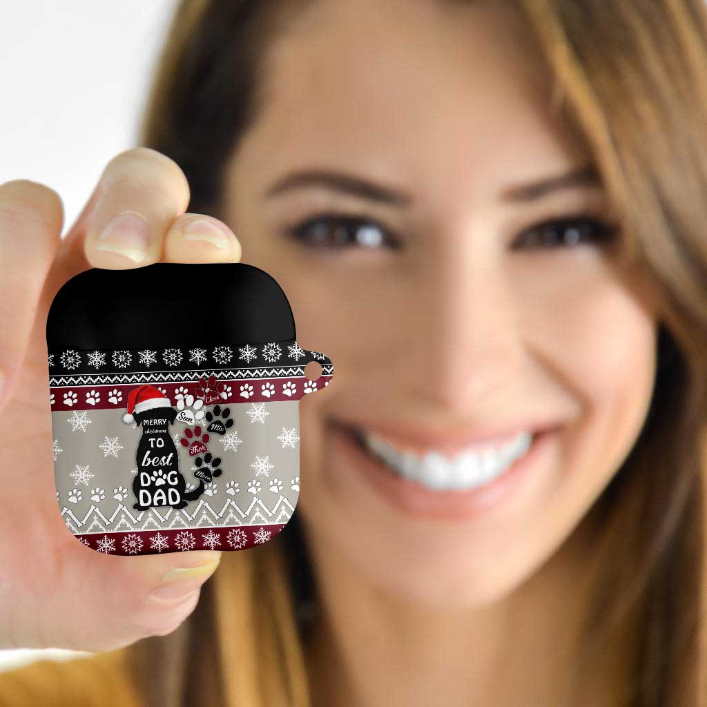 To Best Dog Dad Christmas Design AirPods Case Xmas Holiday Patterns - Wonder Print Shop