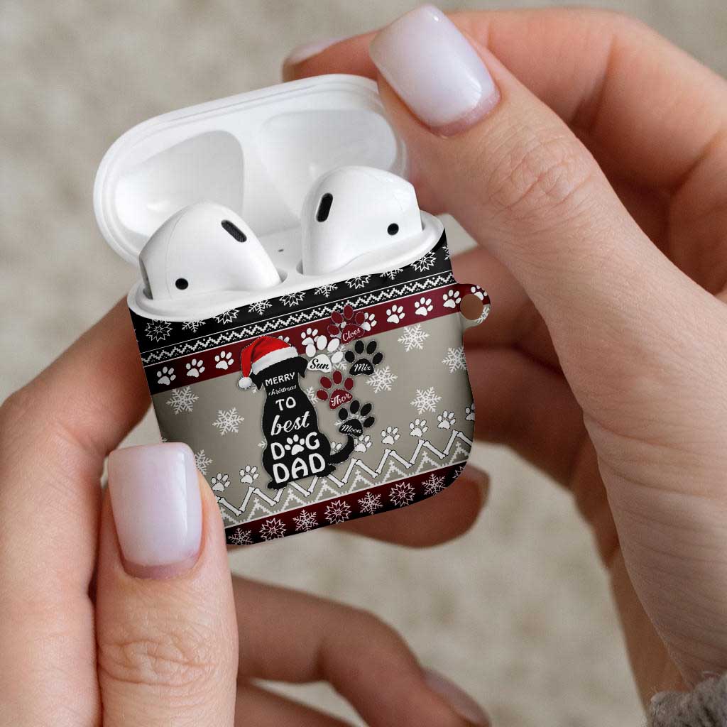 To Best Dog Dad Christmas Design AirPods Case Xmas Holiday Patterns - Wonder Print Shop