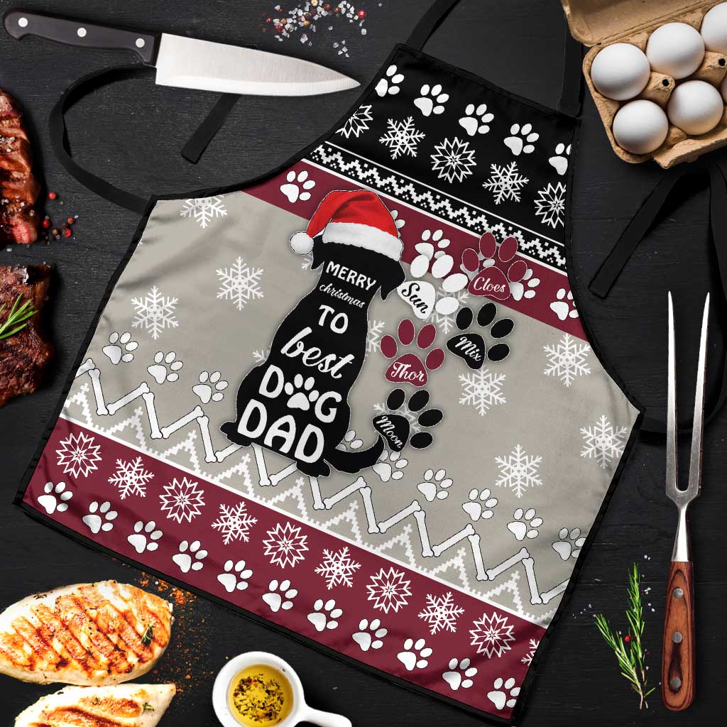 To Best Dog Dad Christmas Design Apron Xmas Holiday Patterns - Wonder Print Shop